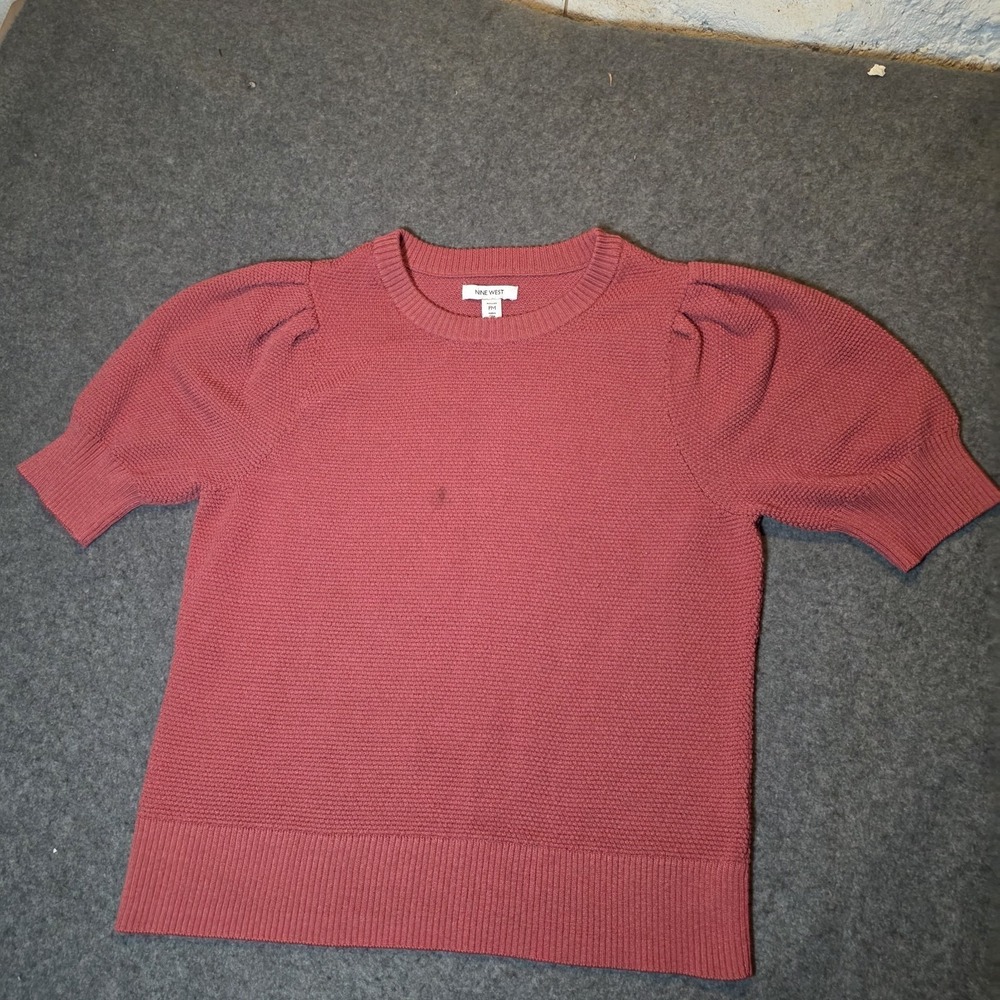 Nine West Petites Pink Puff Sleeve Knit Top Womens PM 260